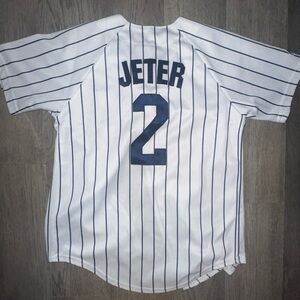 Majestic Navy and White Striped Jersey